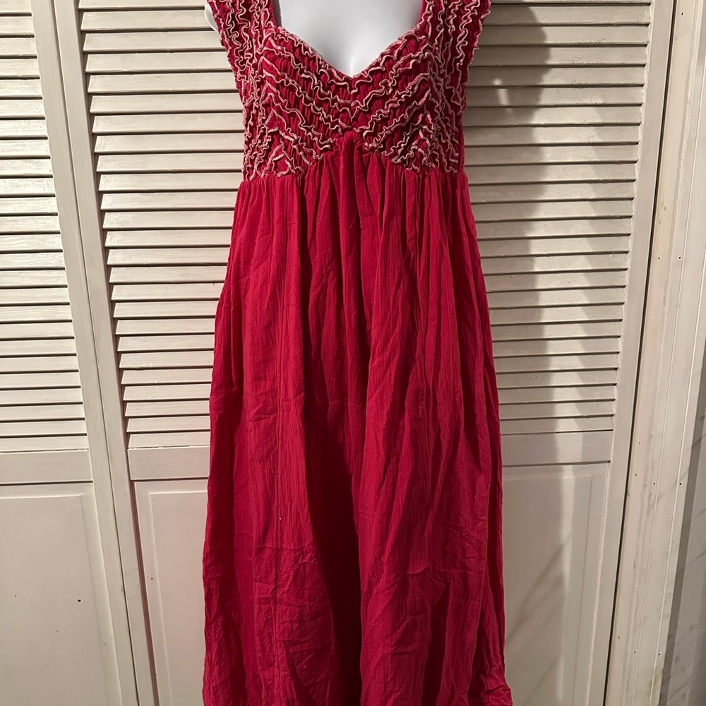 Free People Pink Textured Midi Dress